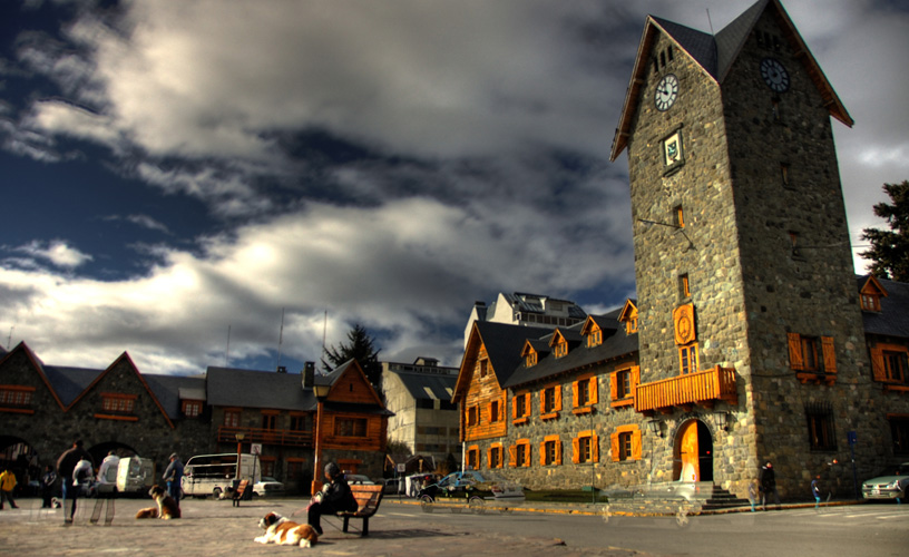 The imposing buildings made of greenish stones