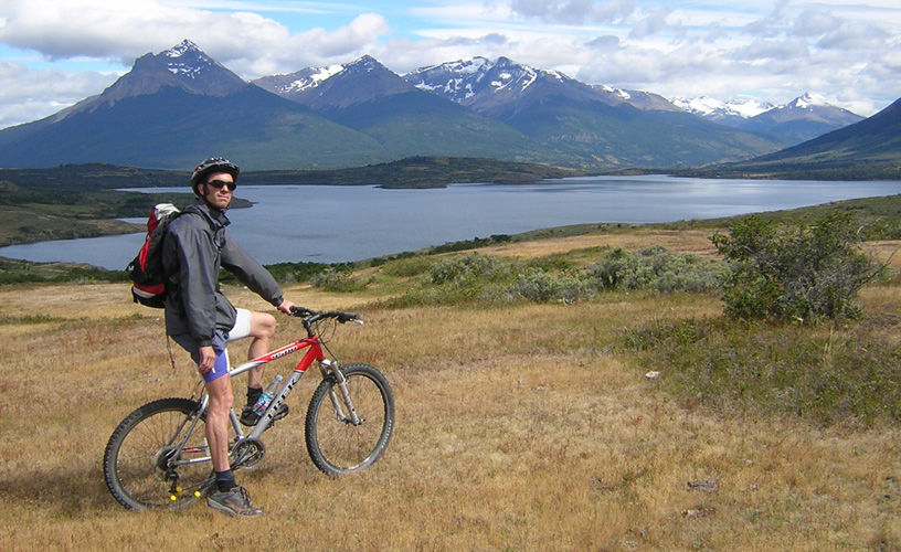 A whole mountain biking