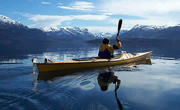 Kayak sailing in winter