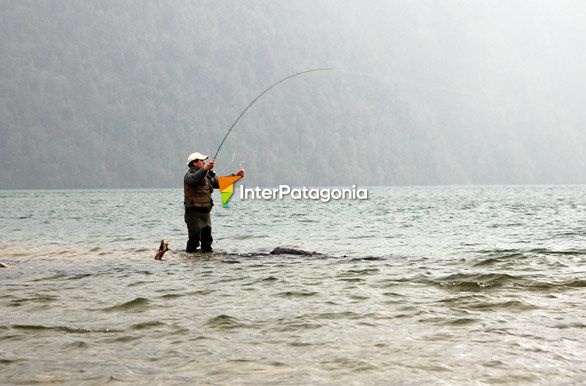 Pello pescando en el Lago Rosselot