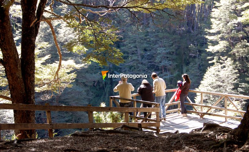 Mirador de madera con barandas