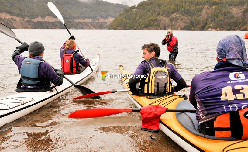 On their kayaks